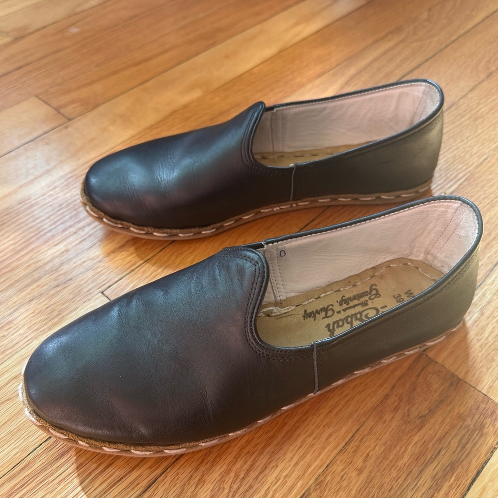 SABAH Shoes Beirut Black Leather Flats 39 7.5 8